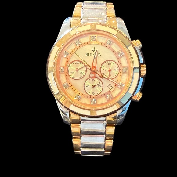 Bulova Quartz Diamond Accent two/tone mother of Pearl stainless steel watch